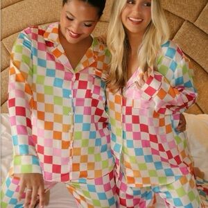 Show Me Your MuMu Silk Pajama Checkered Set
